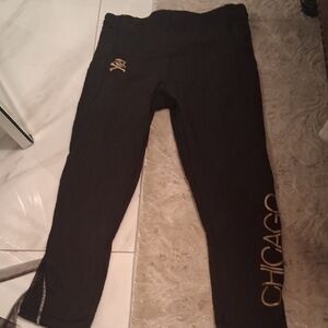 lululemon athletica Black Leggings with Gold Chicago Print